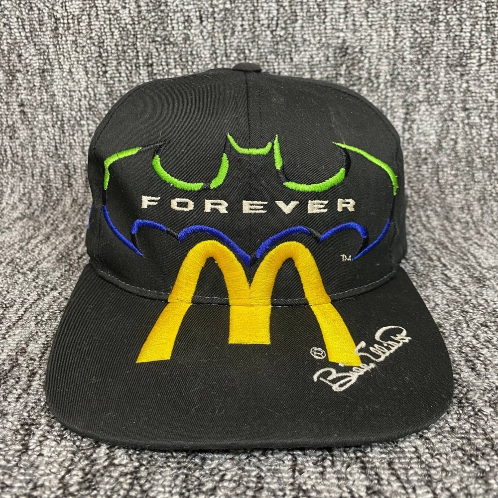 VTG AJD Batman Forever McDonalds Racing Team Men OSFA Black Snapback Hat 90s